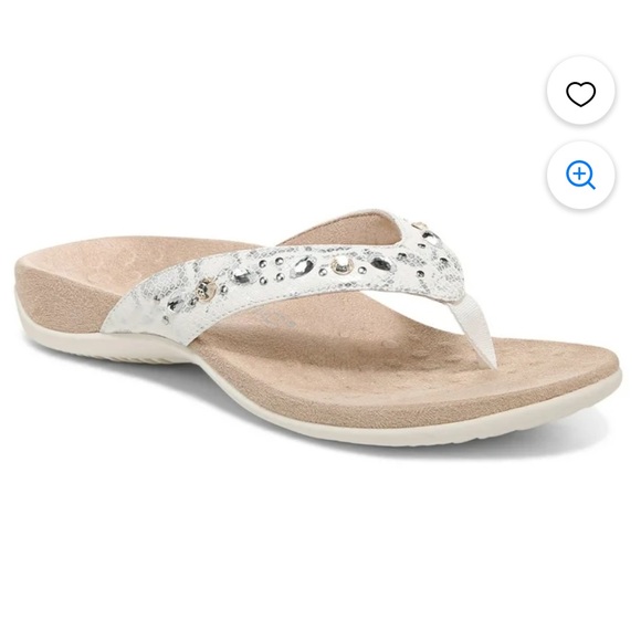 Vionic Womens Lucia White Snake Print Embellished Thong Sandals  7 - Picture 1 of 14